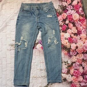 Distressed Blue Jeans